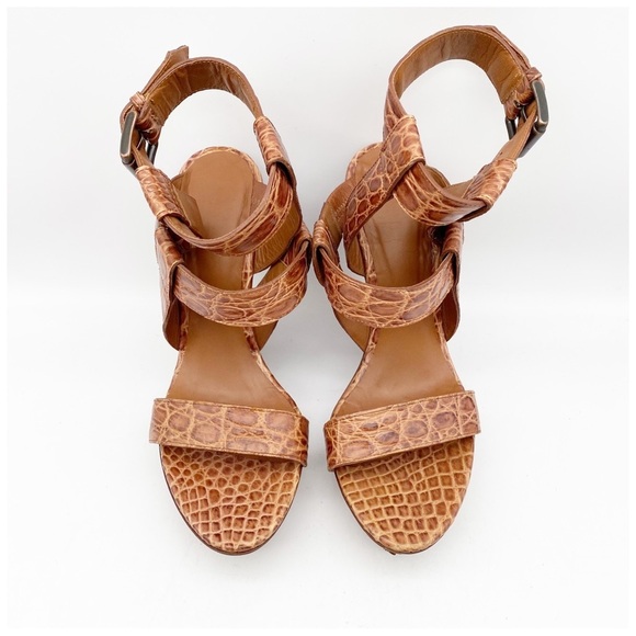 Bottega Veneta Brown Croc Embossed Wedges Size‎ 39 - Picture 4 of 13